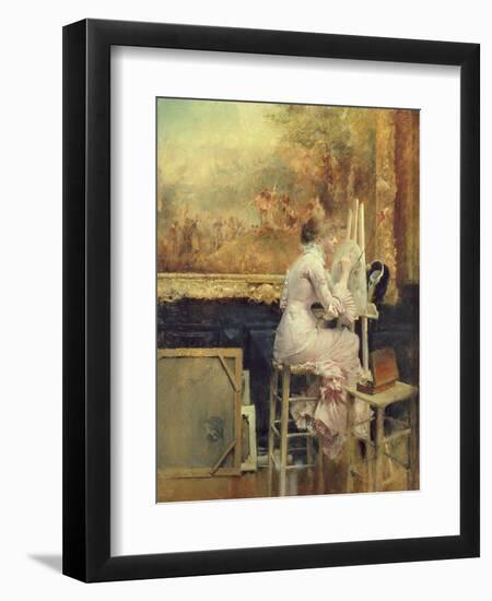 Young Watercolourist in the Louvre, c.1891-Pascal Adolphe Jean Dagnan-Bouveret-Framed Giclee Print