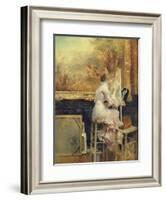 Young Watercolourist in the Louvre, c.1891-Pascal Adolphe Jean Dagnan-Bouveret-Framed Giclee Print