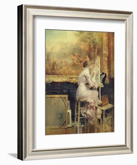 Young Watercolourist in the Louvre, c.1891-Pascal Adolphe Jean Dagnan-Bouveret-Framed Giclee Print