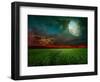 Young Wheat Field At Night With The Moonlight-Krivosheev Vitaly-Framed Art Print