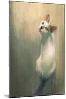 Young White Cat Looking Up,Digital Painting-Tithi Luadthong-Mounted Art Print