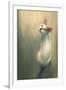 Young White Cat Looking Up,Digital Painting-Tithi Luadthong-Framed Art Print