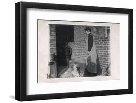 Young Woman and Dog in Back Yard-null-Framed Photographic Print