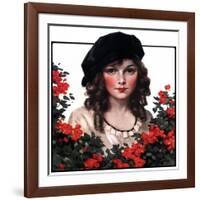"Young Woman and Flowers,"May 17, 1924-J. Knowles Hare-Framed Giclee Print