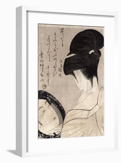 Young Woman Applying Make-Up, c.1795-96-Kitagawa Utamaro-Framed Giclee Print