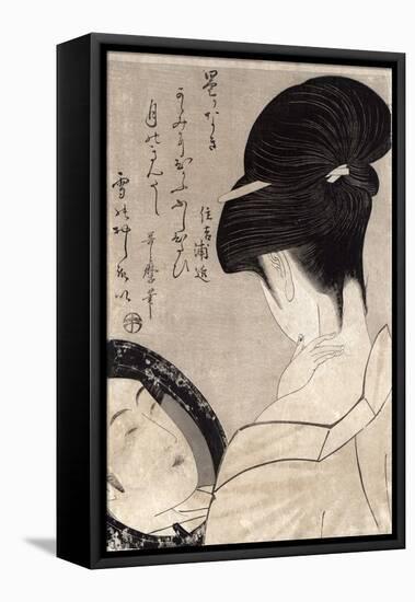 Young Woman Applying Make-Up, c.1795-96-Kitagawa Utamaro-Framed Stretched Canvas