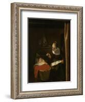 Young Woman at a Cradle, 1652 - 1662-Nicolaes Maes-Framed Art Print