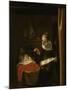 Young Woman at a Cradle, 1652 - 1662-Nicolaes Maes-Mounted Art Print