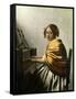 Young Woman at a Virginal-Johannes Vermeer-Framed Stretched Canvas