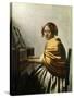 Young Woman at a Virginal-Johannes Vermeer-Stretched Canvas