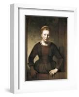 Young Woman at an Open Half-Door-Rembrandt van Rijn-Framed Art Print