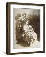 Young Woman at Her Toilet, Pen and Brown Ink, Brown Wash-Rembrandt van Rijn-Framed Giclee Print