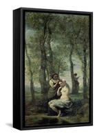 Young Woman at Her Toilet-Jean-Baptiste-Camille Corot-Framed Stretched Canvas