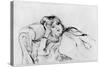 Young Woman at Rest, 1889 (Drypoint)-Berthe Morisot-Stretched Canvas