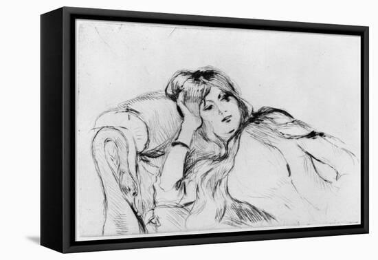 Young Woman at Rest, 1889 (Drypoint)-Berthe Morisot-Framed Stretched Canvas