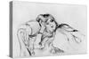 Young Woman at Rest, 1889 (Drypoint)-Berthe Morisot-Stretched Canvas