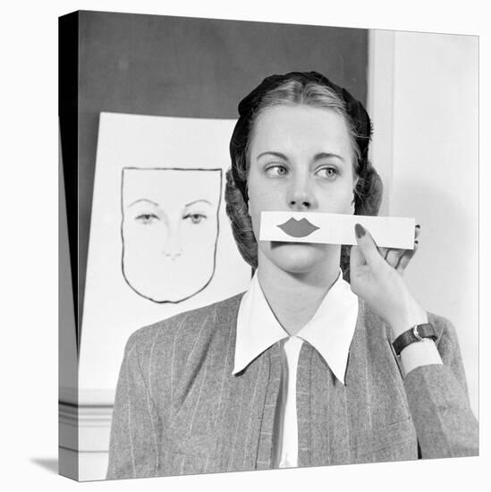 Young Woman at Stephens College Sampling Different Shades of Lipstick, Columbia, Missouri, 1945-Nina Leen-Stretched Canvas