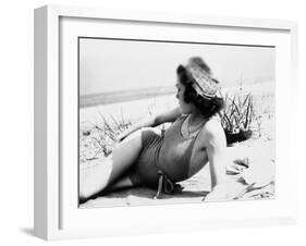 Young Woman at the Beach, Ca. 1938-null-Framed Premium Photographic Print