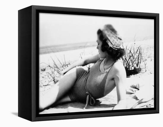 Young Woman at the Beach, Ca. 1938-null-Framed Stretched Canvas