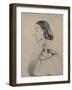 Young Woman at the Piano, 1855-60 (Black Crayon Heightened with White Pastel on Paper)-Claude Monet-Framed Giclee Print