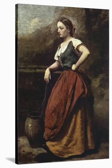 Young Woman at the Well-Jean-Baptiste-Camille Corot-Stretched Canvas