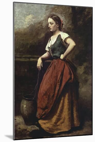 Young Woman at the Well-Jean-Baptiste-Camille Corot-Mounted Giclee Print