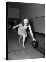 Young Woman Bowling-Philip Gendreau-Stretched Canvas