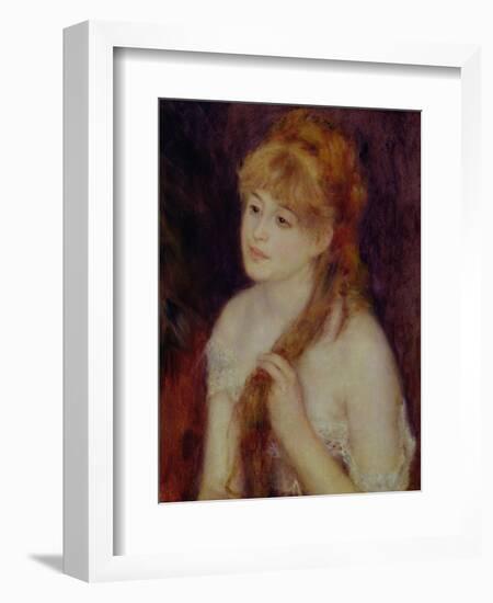 Young Woman Braiding Her Hair, 1876-Pierre-Auguste Renoir-Framed Giclee Print