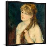 Young Woman Braiding Her Hair. Dated: 1876. Dimensions: overall: 55.5 x 46 cm (21 7/8 x 18 1/8 i...-Auguste Renoir-Framed Poster