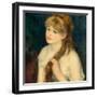 Young Woman Braiding Her Hair. Dated: 1876. Dimensions: overall: 55.5 x 46 cm (21 7/8 x 18 1/8 i...-Auguste Renoir-Framed Premium Giclee Print