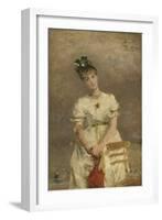 Young Woman by the Sea, 1886 (Oil on Panel)-Alfred Emile Stevens-Framed Giclee Print