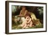 Young Woman Contemplates Twp Embracing Infants-William Adolphe Bouguereau-Framed Art Print