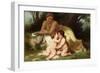 Young Woman Contemplates Twp Embracing Infants-William Adolphe Bouguereau-Framed Art Print