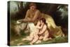 Young Woman Contemplates Twp Embracing Infants-William Adolphe Bouguereau-Stretched Canvas