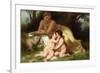 Young Woman Contemplates Twp Embracing Infants-William Adolphe Bouguereau-Framed Premium Giclee Print