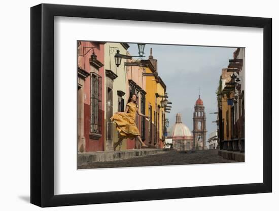 Young Woman Dancing Down Cobbled Street (Recreo)-Ben Pipe-Framed Photographic Print