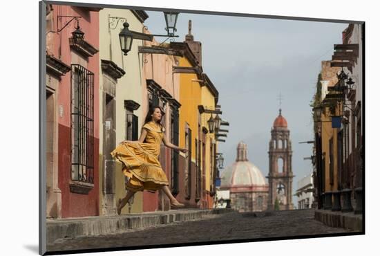 Young Woman Dancing Down Cobbled Street (Recreo)-Ben Pipe-Mounted Photographic Print