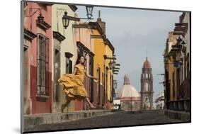 Young Woman Dancing Down Cobbled Street (Recreo)-Ben Pipe-Mounted Photographic Print