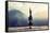 Young Woman Doing Complex Yoga Exercise Headstand with Namaste Asana. Amazing Yoga Landscape in Bea-AnnaTamila-Framed Stretched Canvas