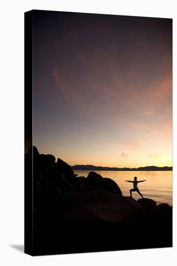 Young Woman Doing Yoga at Lake Tahoe, California-Justin Bailie-Stretched Canvas