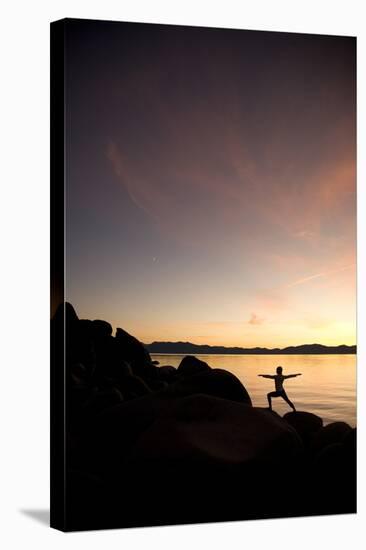 Young Woman Doing Yoga at Lake Tahoe, California-Justin Bailie-Stretched Canvas