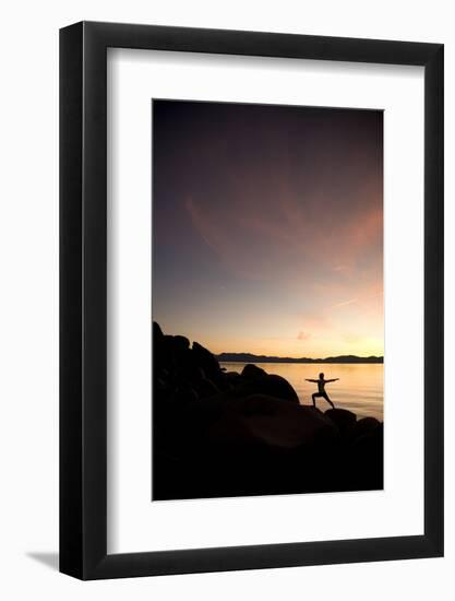 Young Woman Doing Yoga at Lake Tahoe, California-Justin Bailie-Framed Photographic Print