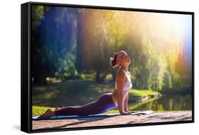 Young Woman Doing Yoga in Morning Park-lkoimages-Framed Stretched Canvas