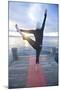 Young Woman Doing Yoga on Pier in Tahoe City, California-Justin Bailie-Mounted Photographic Print