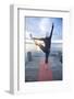 Young Woman Doing Yoga on Pier in Tahoe City, California-Justin Bailie-Framed Photographic Print