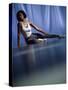 Young Woman Doing Yoga on the Floor-null-Stretched Canvas