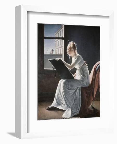 Young Woman Drawing, c.1801-Marie Denise Villers-Framed Giclee Print