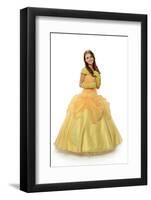 Young Woman Dressed in Princess Costume Holding Rose Isolated over White Background-Gino Santa Maria-Framed Photographic Print
