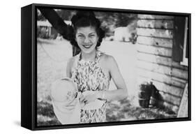 Young Woman Dries a Cooking Pot, Ca. 1939-null-Framed Stretched Canvas