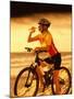 Young Woman Drinking Water Sitting on a Bicycle-null-Mounted Premium Photographic Print